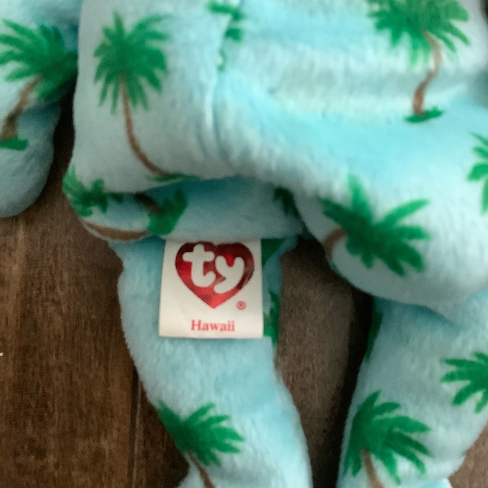 Ty Tropical Palm Tree Hawaii Bear - Blue and Green - Picture 3 of 6